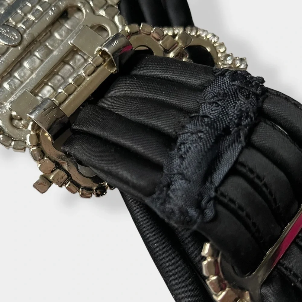 William deLillo Vintage 70s Satin Rhinestone Belt Statement Designer Couture